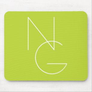 Moderne 2 überlappende Initialen Limettengrün Mousepad