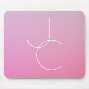 Moderne 2 überlappende Initialen   Rosa Ombre Mousepad