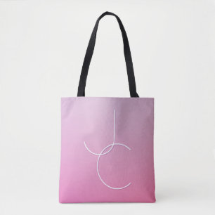 Moderne 2 überlappende Initialen Rosa Ombre Tasche