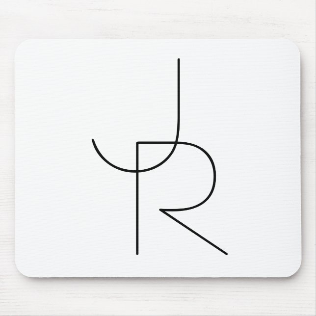 Moderne 2 überlappende Initialen | Schwarz auf Wei Mousepad (Vorne)