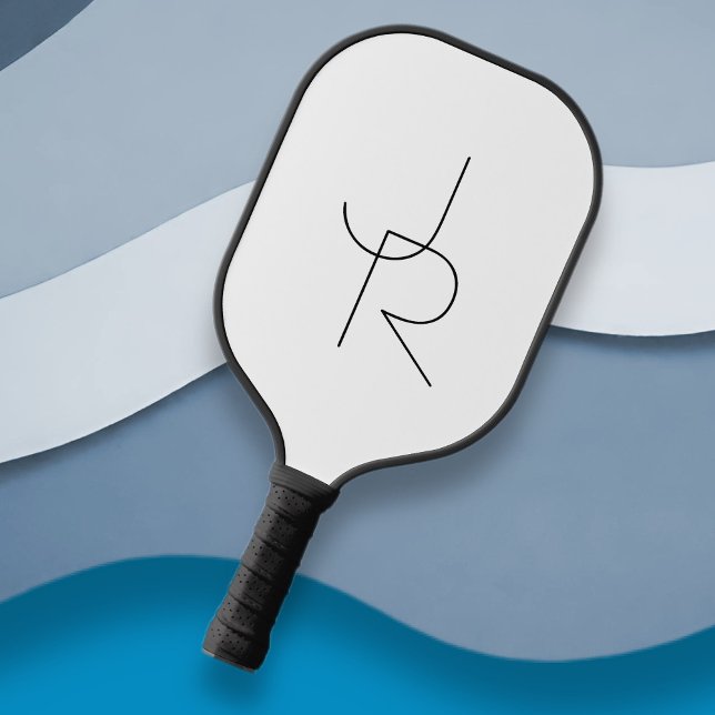 Moderne 2 überlappende Initialen | Schwarz auf Wei Pickleball Schläger (Von Creator hochgeladen)
