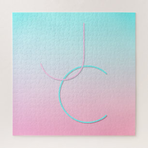 Moderne 2 überlappende Initialen Türkis Pink