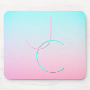 Moderne 2 überlappende Initialen   Türkis Pink Mousepad