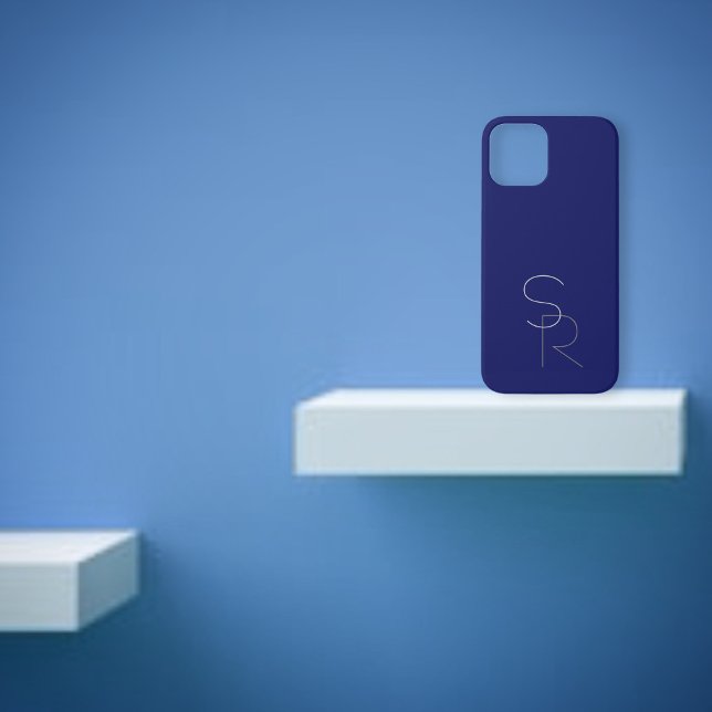 Moderne 2 Überschneidungen | Grau auf Navy Blue Case-Mate iPhone Hülle (Von Creator hochgeladen)