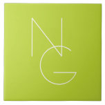 Moderne 2 Überschneidungen | Lime Green Fliese<br><div class="desc">Moderne überlappende Initialen.</div>