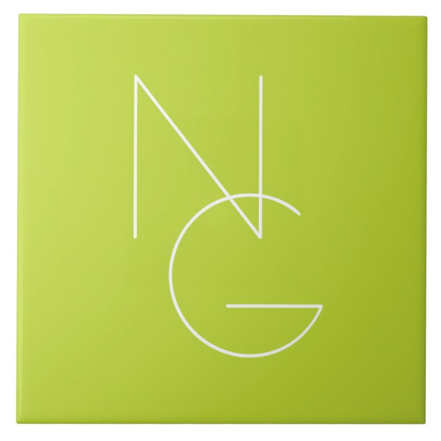 Moderne 2 Überschneidungen | Lime Green Fliese (Vorderseite)