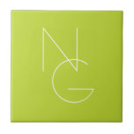 Moderne 2 Überschneidungen | Lime Green Fliese<br><div class="desc">Moderne überlappende Initialen.</div>