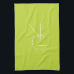 Moderne 2 Überschneidungen | Lime Green Geschirrtuch<br><div class="desc">Moderne überlappende Initialen.</div>