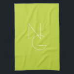 Moderne 2 Überschneidungen | Lime Green Geschirrtuch<br><div class="desc">Moderne überlappende Initialen.</div>