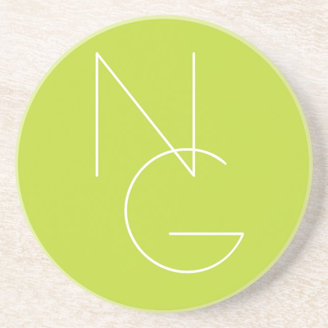 Moderne 2 Überschneidungen | Lime Green Getränkeuntersetzer (Vorne)