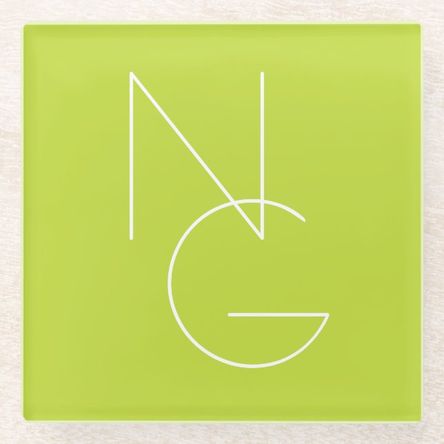 Moderne 2 Überschneidungen | Lime Green Glasuntersetzer (Vorderseite)