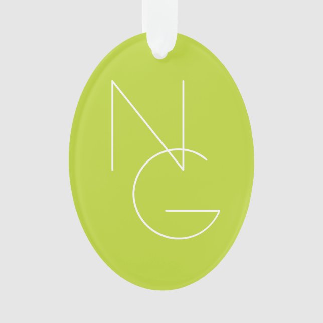 Moderne 2 Überschneidungen | Lime Green Ornament (Vorderseite)