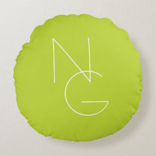 Moderne 2 Überschneidungen Lime Green Rundes Kissen