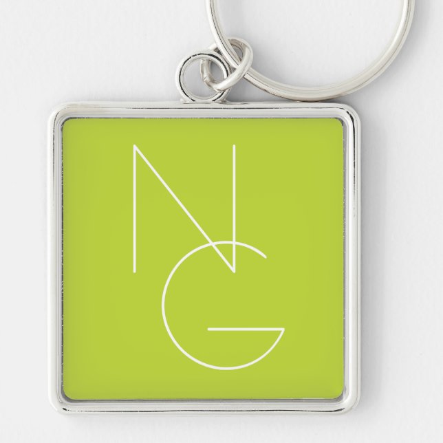 Moderne 2 Überschneidungen | Lime Green Schlüsselanhänger (Vorne)