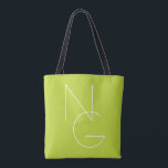 Moderne 2 Überschneidungen | Lime Green Tasche<br><div class="desc">Moderne überlappende Initialen.</div>