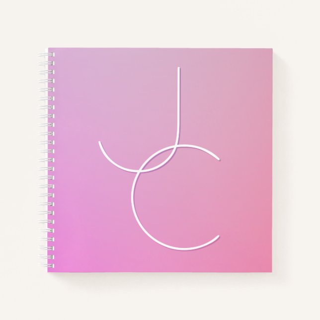 Moderne 2 Überschneidungen | Pink Ombre Notizbuch (Vorderseite)