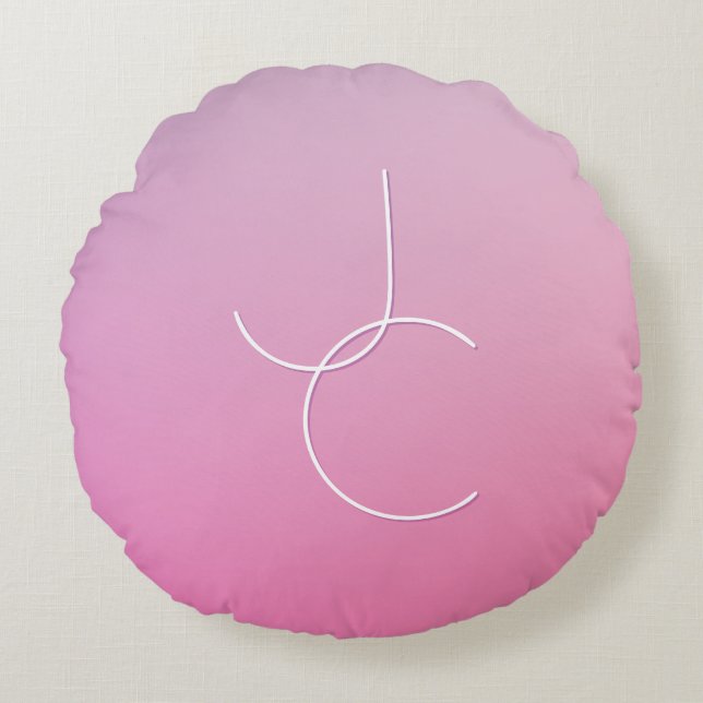 Moderne 2 Überschneidungen | Pink Ombre Rundes Kissen (Vorderseite)