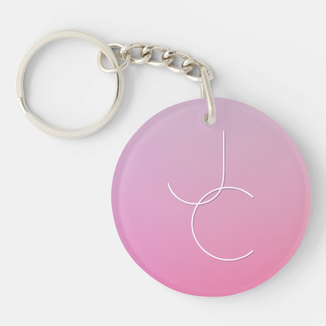 Moderne 2 Überschneidungen | Pink Ombre Schlüsselanhänger (Vorderseite)