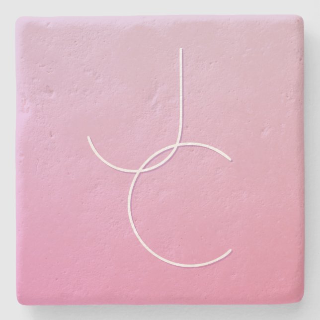 Moderne 2 Überschneidungen | Pink Ombre Steinuntersetzer (Vorderseite)
