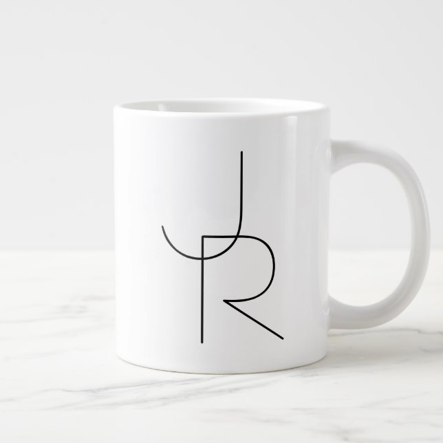 Moderne 2 Überschneidungen | Schwarz auf Weiß Jumbo-Tasse (Rechts)