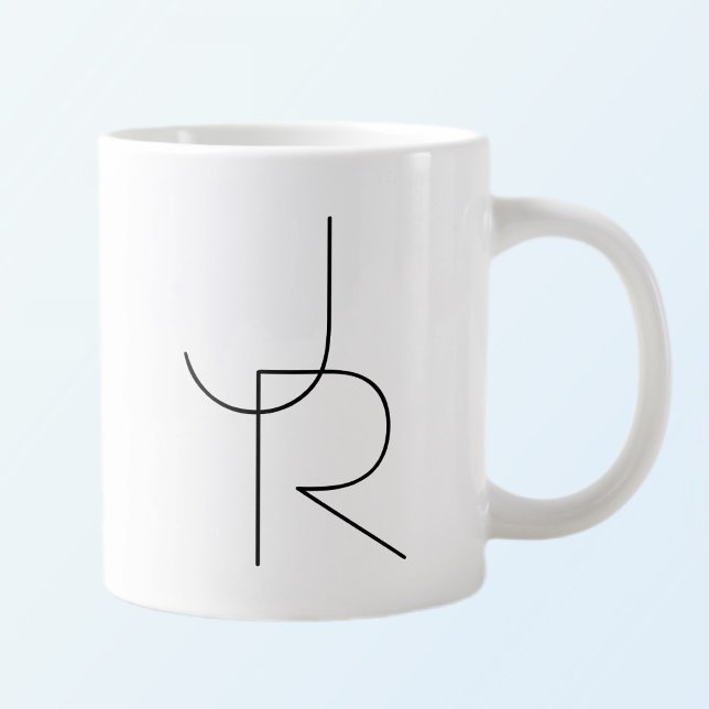 Moderne 2 Überschneidungen | Schwarz auf Weiß Jumbo-Tasse (Von Creator hochgeladen)