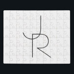 Moderne 2 Überschneidungen | Schwarz auf Weiß Puzzle<br><div class="desc">Moderne überlappende Initialen.</div>