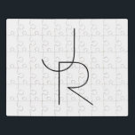 Moderne 2 Überschneidungen | Schwarz auf Weiß Puzzle<br><div class="desc">Moderne überlappende Initialen.</div>