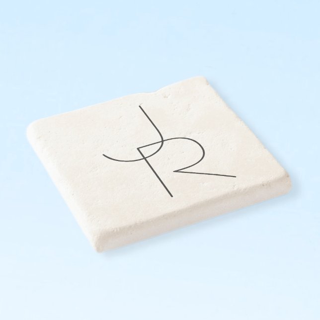 Moderne 2 Überschneidungen | Schwarz auf Weiß Steinuntersetzer (Von Creator hochgeladen)