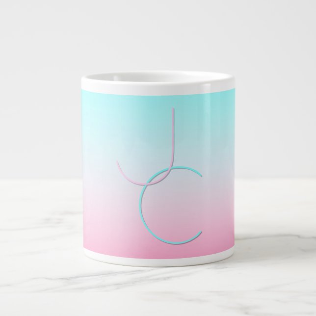Moderne 2 Überschneidungen | Türkisches Rosa Jumbo-Tasse (Vorderseite)