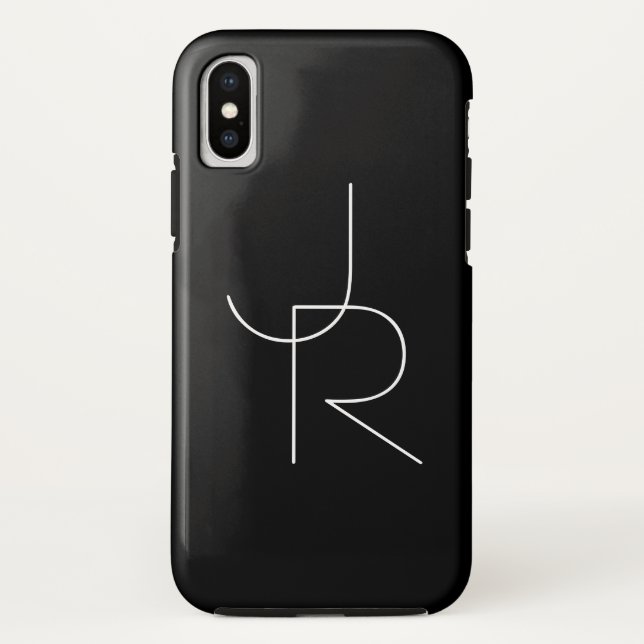 Moderne 2 Überschneidungen | Weiß auf Schwarz Case-Mate iPhone Hülle (Rückseite)