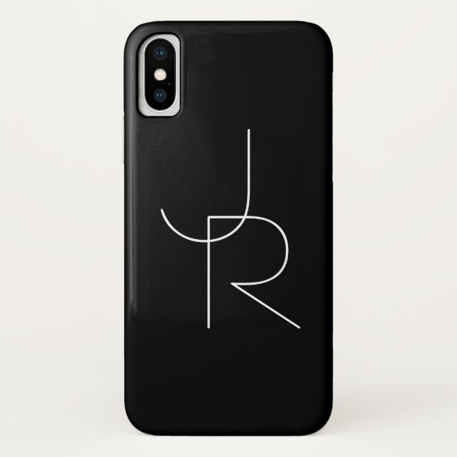 Moderne 2 Überschneidungen | Weiß auf Schwarz Case-Mate iPhone Hülle (Rückseite)