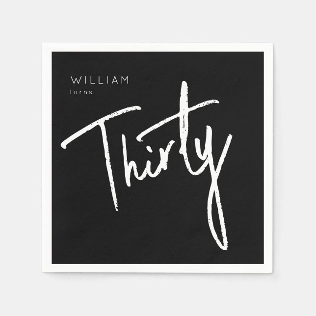 Moderne 30. Dreißigste Geburtstagsparty Napkin Serviette (Vorderseite)