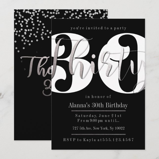 Moderne 30. Geburtstagseinladungen Einladung (Vorne/Hinten)