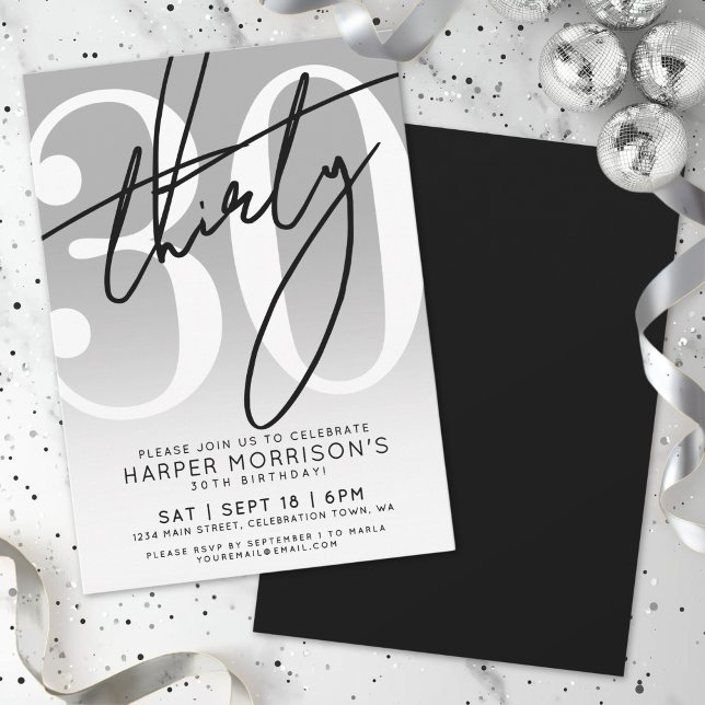 Moderne 30. Geburtstagsfeier Einladung (Modern 30th Birthday Party Invitation)