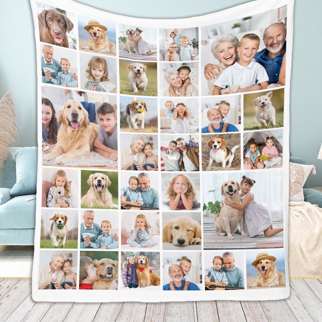 Moderne 33 Foto Collage Familie Haustiere Hunde Bi Fleecedecke (Von Creator hochgeladen)