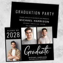 Moderne 3-Foto-Black Graduation Party