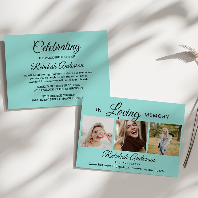 Moderne 3 Foto Collage Beerdigung Ankündigung (Von Creator hochgeladen)