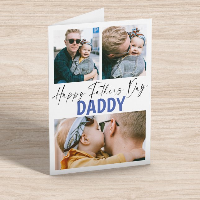Moderne 3 Foto Collage Daddy Vathers Day Card Karte (Von Creator hochgeladen)
