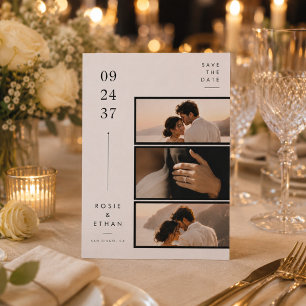Moderne 3-Foto-Collage Save-the-Date-Hochzeitskart Save The Date