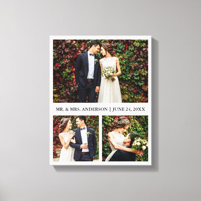 Moderne 3 Foto Collage Wedding Leinwanddruck (Vorderseite)