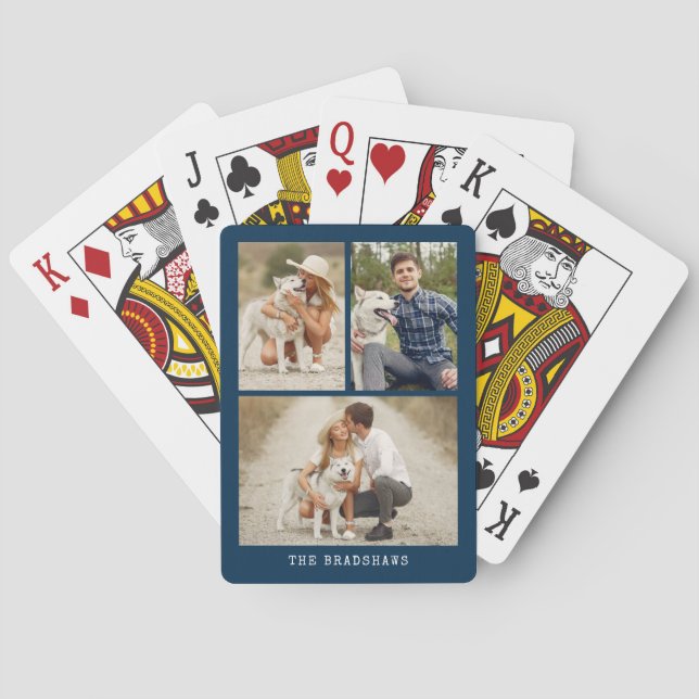 Moderne 3-Foto-Galerie Kartenspielen Spielkarten (Rückseite)