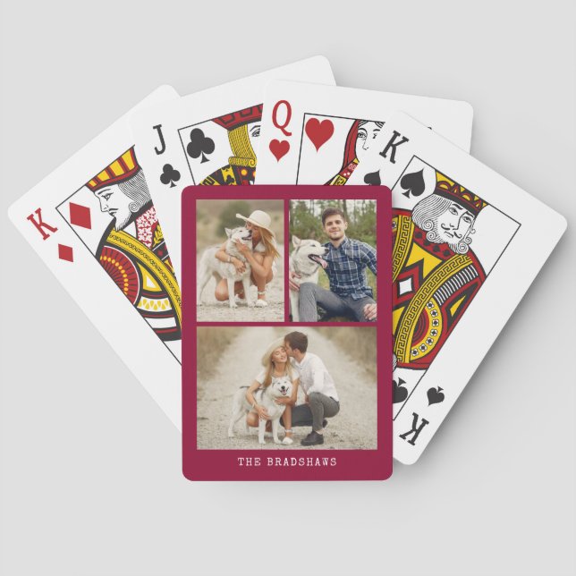 Moderne 3-Foto-Galerie Kartenspielen Spielkarten (Rückseite)