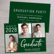Moderne 3-Foto-Grüne Graduierungspartei
