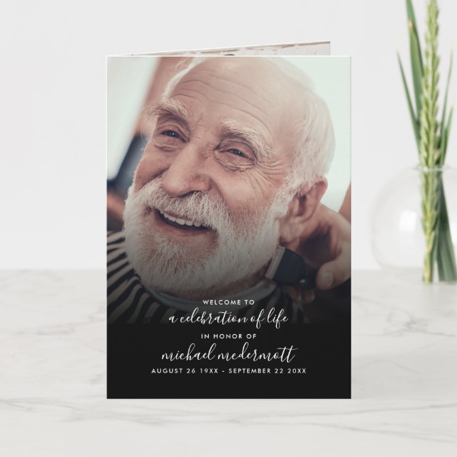 Moderne 3-Foto-handgeschriebene Skriptbeerdigung/G Programm (Vorderseite)