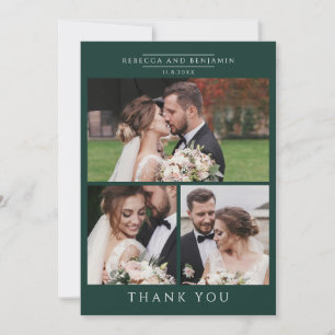 Moderne 3-Foto-Handlettering-Hochzeit Dankeskarte