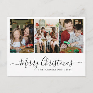 Moderne 3-Foto-Raster Frohe Weihnachten Familie