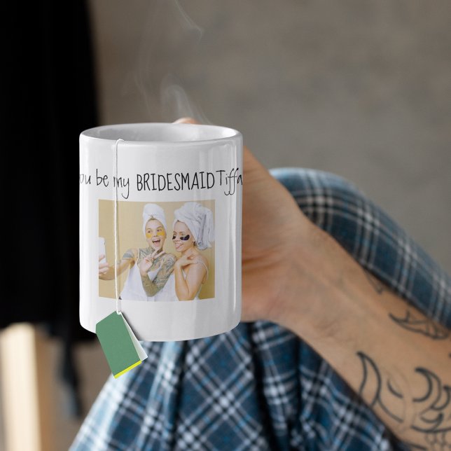 Moderne 3 FotoCollage Werden Sie meine Bridesmaid? Kaffeetasse (Von Creator hochgeladen)