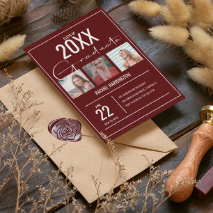 Moderne 3 Fotos Abschluss Einladung