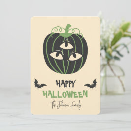 Moderne 3-Mit Augen Pumpkin Happy Halloween Famili Karte