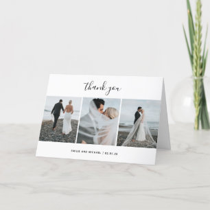 Moderne 3 photo collage mariage carte de remerciem